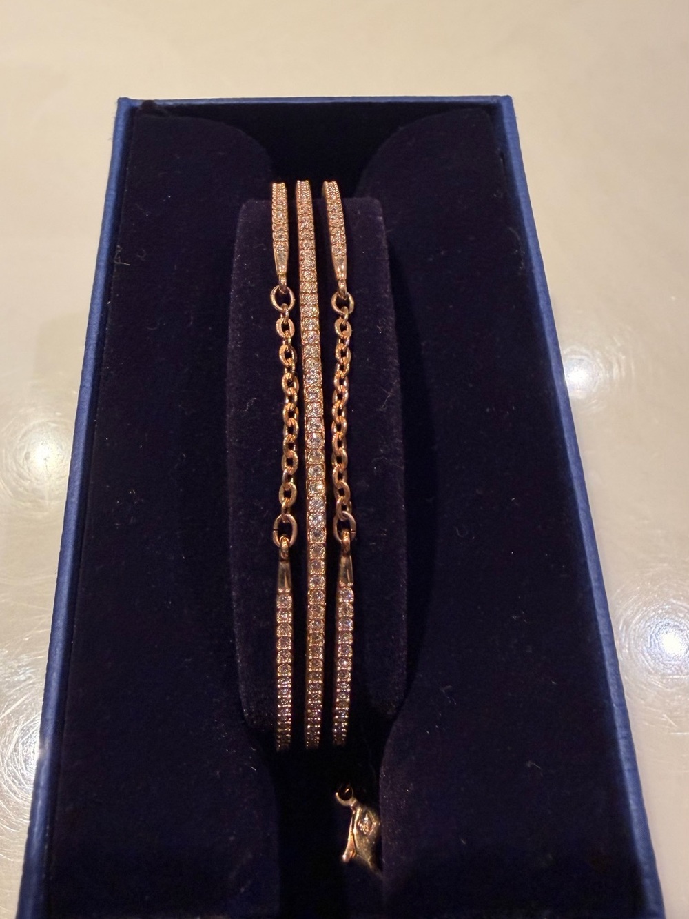 Rose Gold Pave Bar Chain Bracelet - Women Jewelry